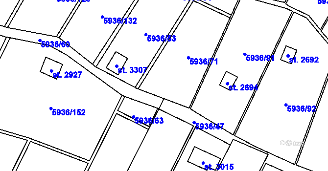 Parcela st. 5936/55 v KÚ Napajedla, Katastrální mapa