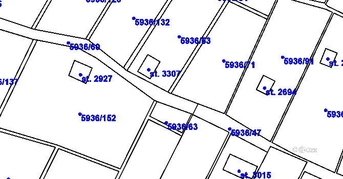 Parcela st. 5936/58 v KÚ Napajedla, Katastrální mapa