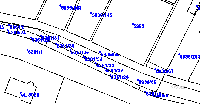 Parcela st. 5936/65 v KÚ Napajedla, Katastrální mapa