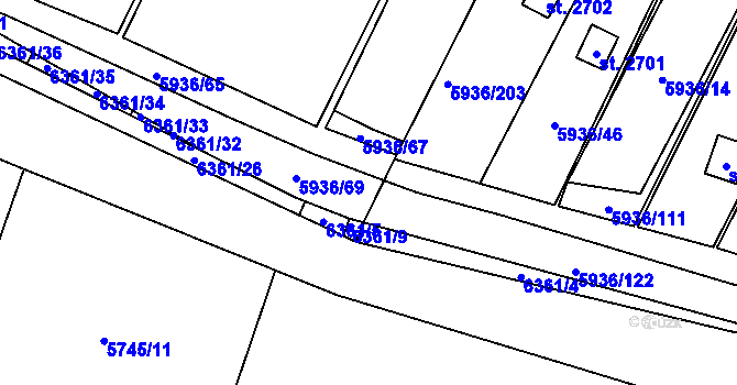 Parcela st. 5936/70 v KÚ Napajedla, Katastrální mapa