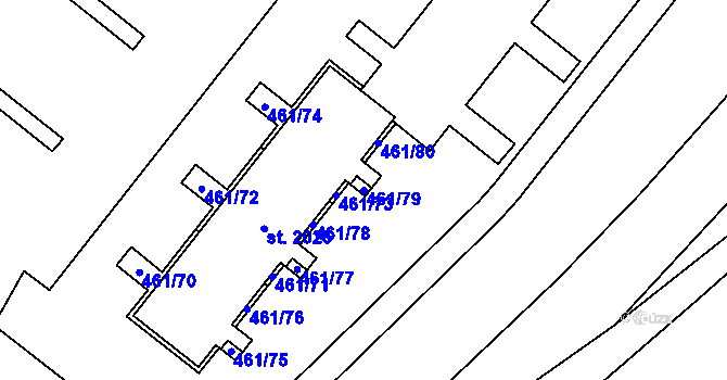 Parcela st. 461/79 v KÚ Napajedla, Katastrální mapa