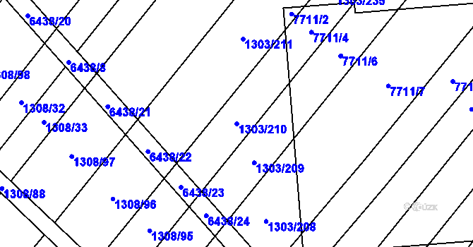 Parcela st. 1303/210 v KÚ Napajedla, Katastrální mapa