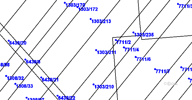 Parcela st. 1303/211 v KÚ Napajedla, Katastrální mapa