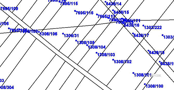 Parcela st. 1308/104 v KÚ Napajedla, Katastrální mapa