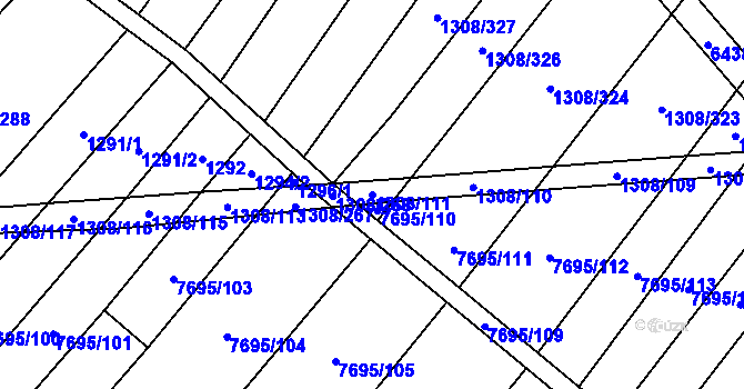 Parcela st. 1308/111 v KÚ Napajedla, Katastrální mapa