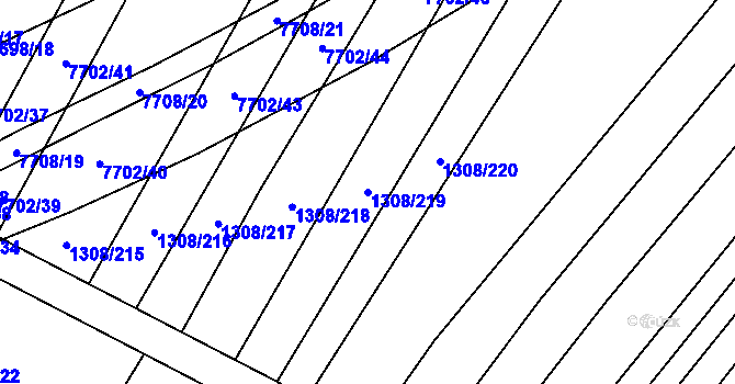 Parcela st. 1308/219 v KÚ Napajedla, Katastrální mapa
