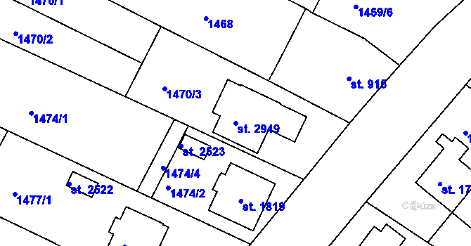 Parcela st. 2949 v KÚ Napajedla, Katastrální mapa