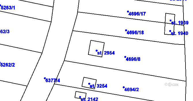 Parcela st. 2954 v KÚ Napajedla, Katastrální mapa