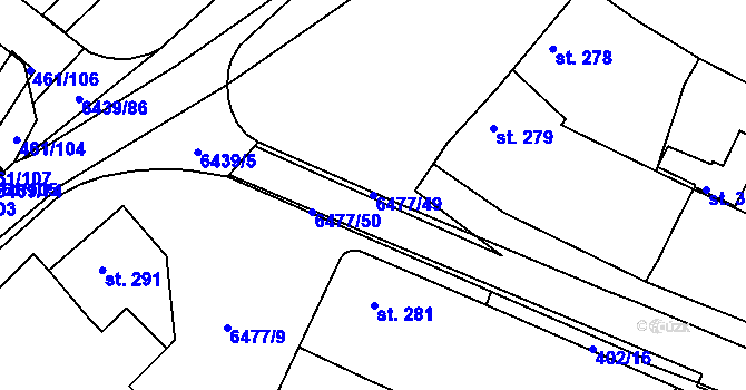 Parcela st. 6477/49 v KÚ Napajedla, Katastrální mapa