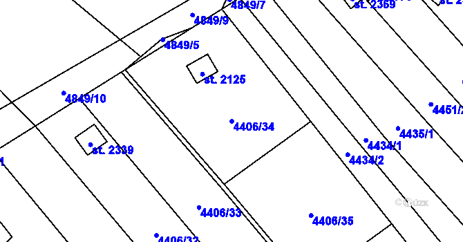 Parcela st. 4406/34 v KÚ Napajedla, Katastrální mapa