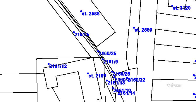 Parcela st. 2160/25 v KÚ Napajedla, Katastrální mapa