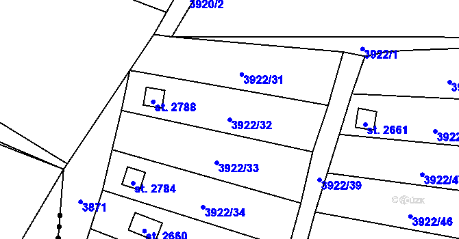 Parcela st. 3922/32 v KÚ Napajedla, Katastrální mapa