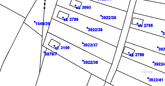 Parcela st. 3922/37 v KÚ Napajedla, Katastrální mapa