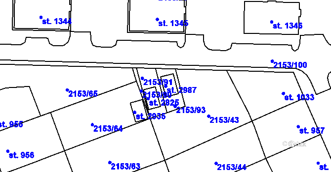 Parcela st. 2987 v KÚ Napajedla, Katastrální mapa