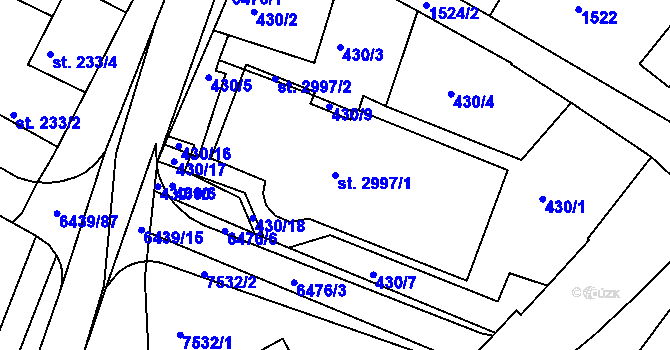 Parcela st. 2997/1 v KÚ Napajedla, Katastrální mapa