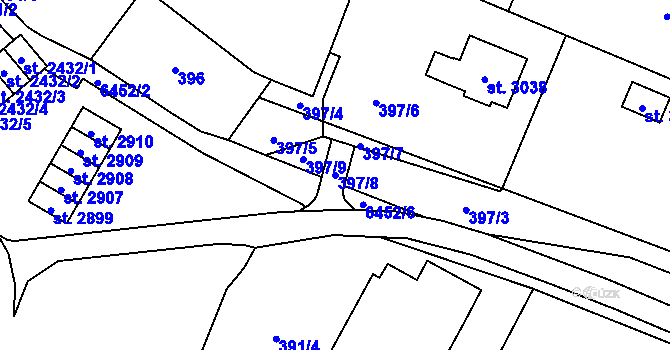 Parcela st. 397/8 v KÚ Napajedla, Katastrální mapa