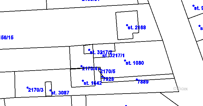 Parcela st. 3217/1 v KÚ Napajedla, Katastrální mapa