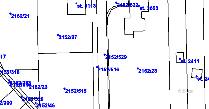 Parcela st. 2152/529 v KÚ Napajedla, Katastrální mapa