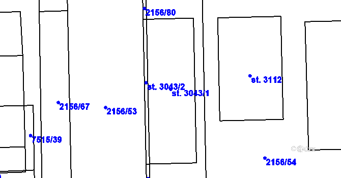 Parcela st. 3043/1 v KÚ Napajedla, Katastrální mapa