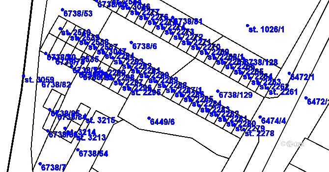 Parcela st. 2287/1 v KÚ Napajedla, Katastrální mapa