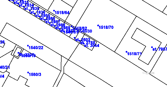 Parcela st. 3044 v KÚ Napajedla, Katastrální mapa