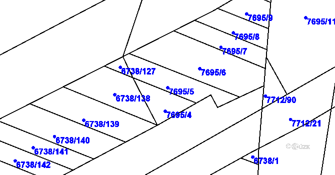 Parcela st. 7695/5 v KÚ Napajedla, Katastrální mapa