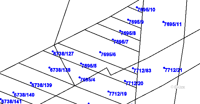 Parcela st. 7695/6 v KÚ Napajedla, Katastrální mapa