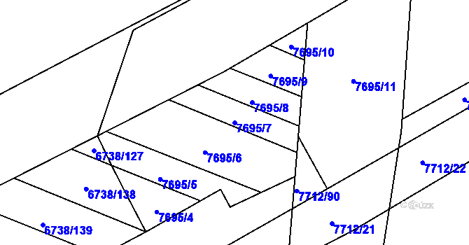 Parcela st. 7695/7 v KÚ Napajedla, Katastrální mapa