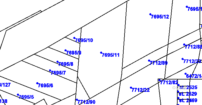 Parcela st. 7695/11 v KÚ Napajedla, Katastrální mapa