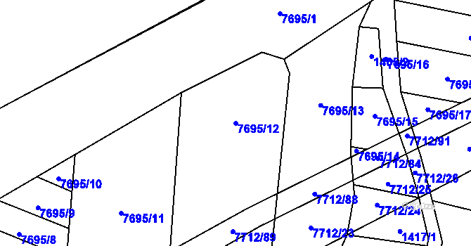 Parcela st. 7695/12 v KÚ Napajedla, Katastrální mapa