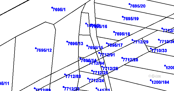 Parcela st. 7695/15 v KÚ Napajedla, Katastrální mapa
