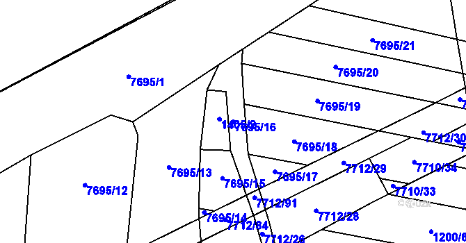Parcela st. 7695/16 v KÚ Napajedla, Katastrální mapa