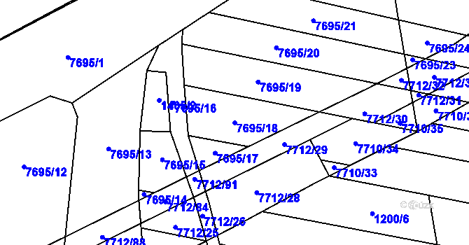 Parcela st. 7695/18 v KÚ Napajedla, Katastrální mapa