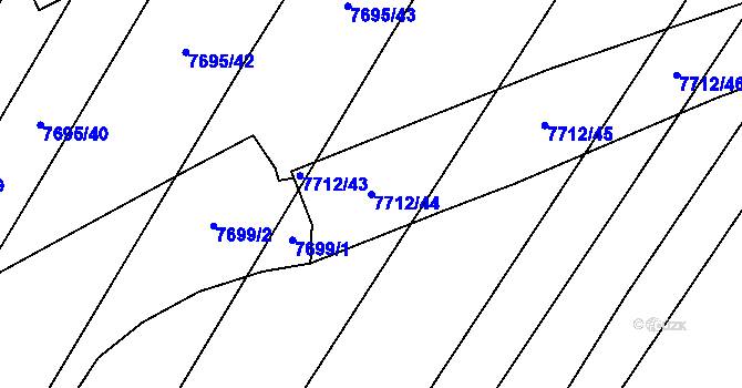 Parcela st. 7712/44 v KÚ Napajedla, Katastrální mapa