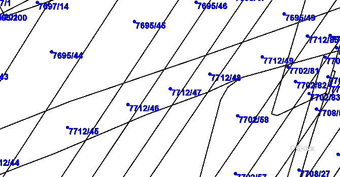 Parcela st. 7712/47 v KÚ Napajedla, Katastrální mapa