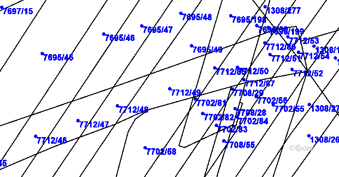 Parcela st. 7712/49 v KÚ Napajedla, Katastrální mapa