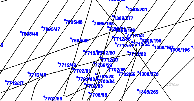 Parcela st. 7712/50 v KÚ Napajedla, Katastrální mapa