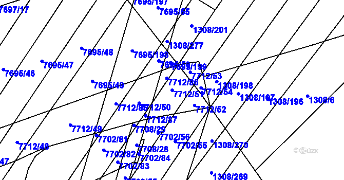Parcela st. 7712/51 v KÚ Napajedla, Katastrální mapa