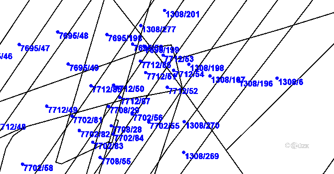 Parcela st. 7712/52 v KÚ Napajedla, Katastrální mapa