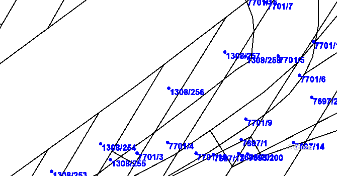 Parcela st. 1308/256 v KÚ Napajedla, Katastrální mapa