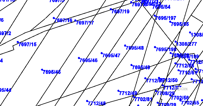 Parcela st. 7695/47 v KÚ Napajedla, Katastrální mapa