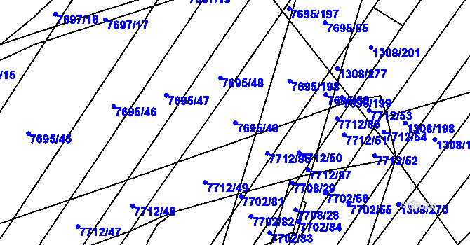 Parcela st. 7695/49 v KÚ Napajedla, Katastrální mapa