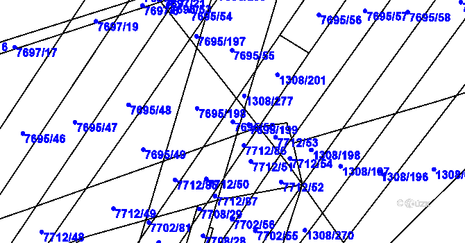 Parcela st. 7695/50 v KÚ Napajedla, Katastrální mapa