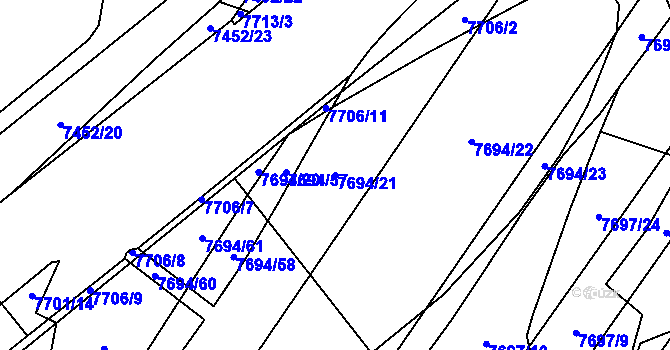 Parcela st. 7694/21 v KÚ Napajedla, Katastrální mapa