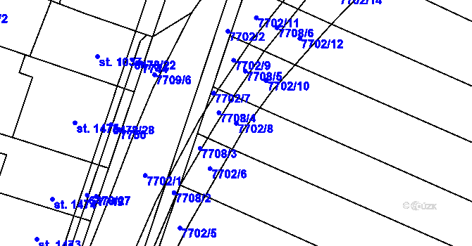 Parcela st. 7702/8 v KÚ Napajedla, Katastrální mapa