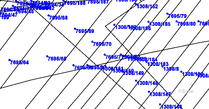 Parcela st. 7695/71 v KÚ Napajedla, Katastrální mapa