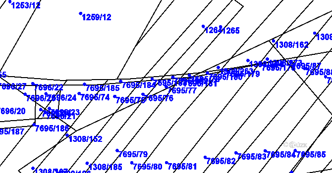 Parcela st. 7695/77 v KÚ Napajedla, Katastrální mapa
