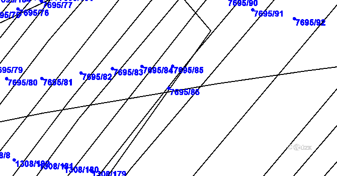 Parcela st. 7695/86 v KÚ Napajedla, Katastrální mapa