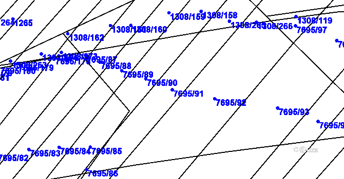 Parcela st. 7695/91 v KÚ Napajedla, Katastrální mapa
