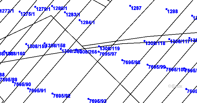 Parcela st. 7695/97 v KÚ Napajedla, Katastrální mapa